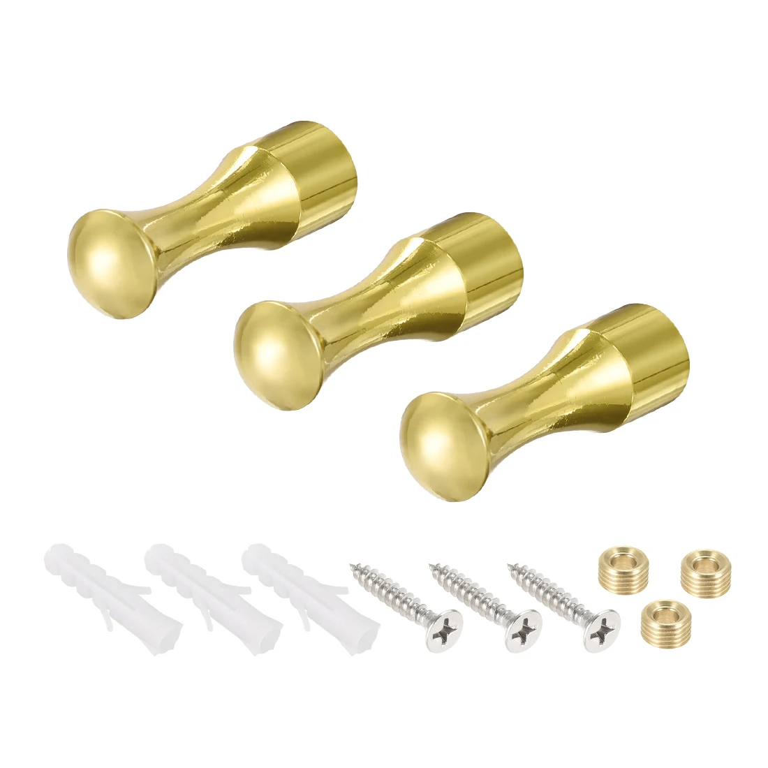 Uxcell Wall Hook Robe Towel Hook Coat Hooks 14x45mm(DxL) Polishing Gold Tone for Hanging Keys, Tie String 3Pcs