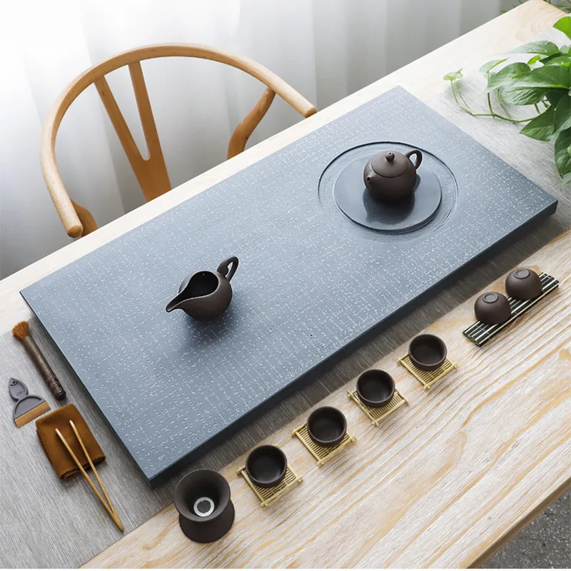 

weighted stone tea tray invisible water draining outlet rectangle serving tray multi size tea boat for tea set pot cups on sales