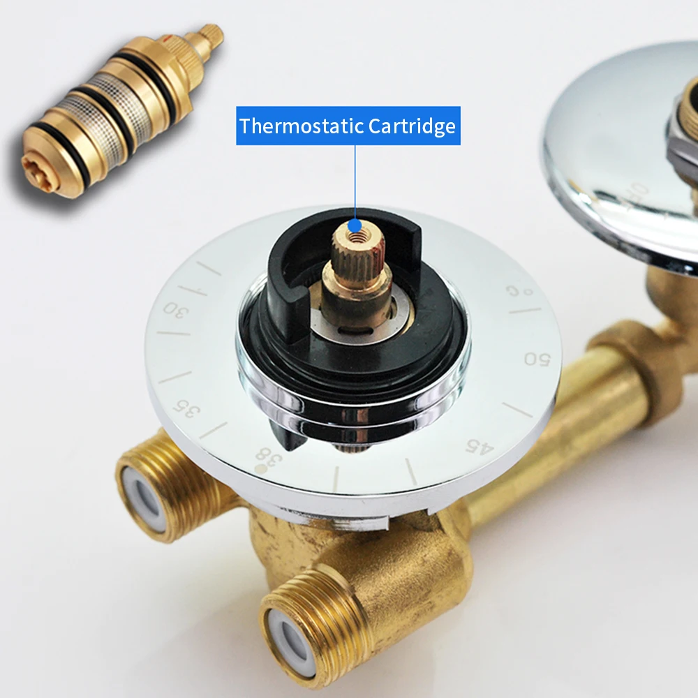 Imagem -06 - Latão Válvula Termostática do Chuveiro Válvula Desviadora Coluna do Chuveiro Misturador Banho de Banho Saída Botões Integral
