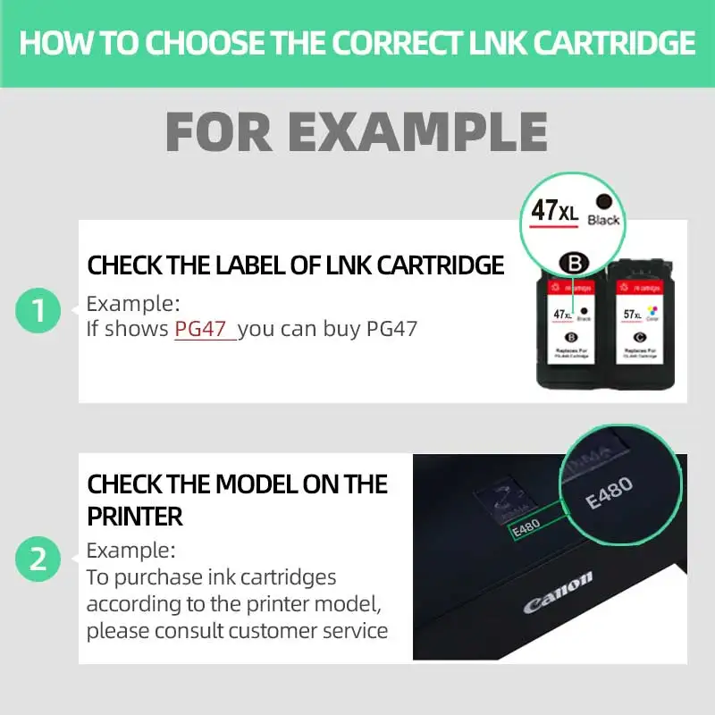 خراطيش الحبر القابلة لإعادة الملء لكانون ، CL-57 CL57 ، PG47 47XL ، CL57 ، 57XL ، E3370 ، E3470 ، E400 ، E410 ، E417 ، E460 ، E470 ، E477 ، CL 57