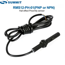 Half-threaded high sensitive RMS12-PH-01 NPN or PNP clylindrical hall effect magnetic sensor proximity switch