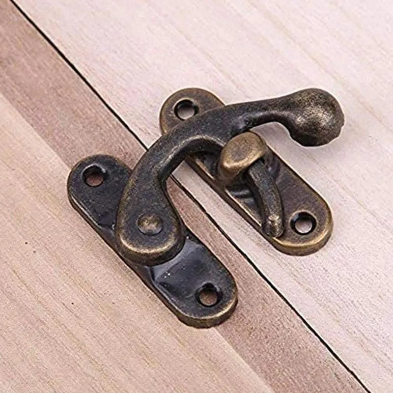 One Set Vintage Metal Hardware Wooden Box Decorative Latch Clasps Lock Padlock Hasp With Screws