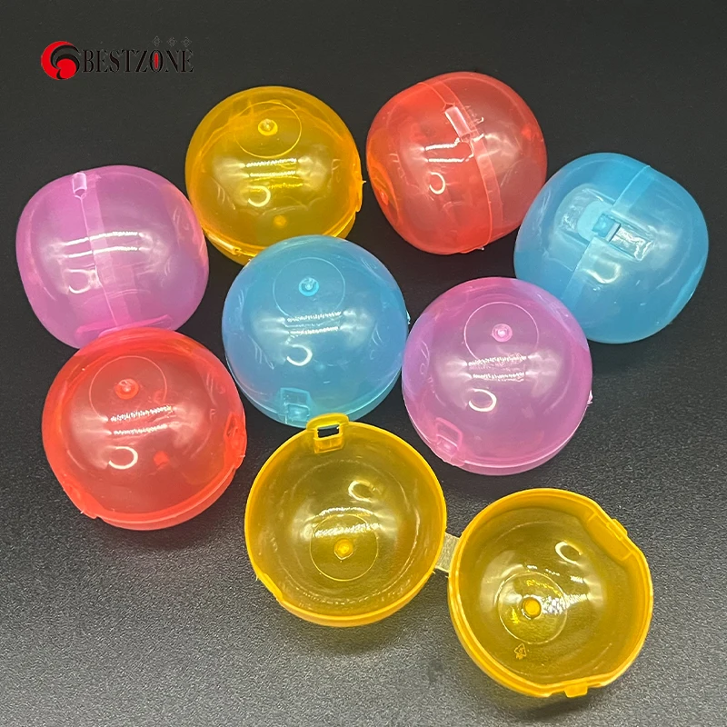 50Pcs 45*45mm Plastic PP Toy Colorful With Transparency Hinged Conjoined Ball Surprise Ball Easy Open Lock for Vending Machine