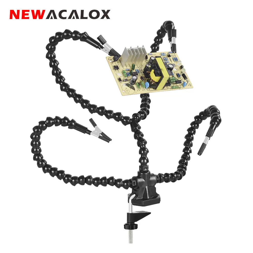 NEWACALOX-Multi solda ajudando ferramenta manual, tabela clip, terceira mão, stand soldagem, suporte PCB, braço flexível, ferramenta de solda