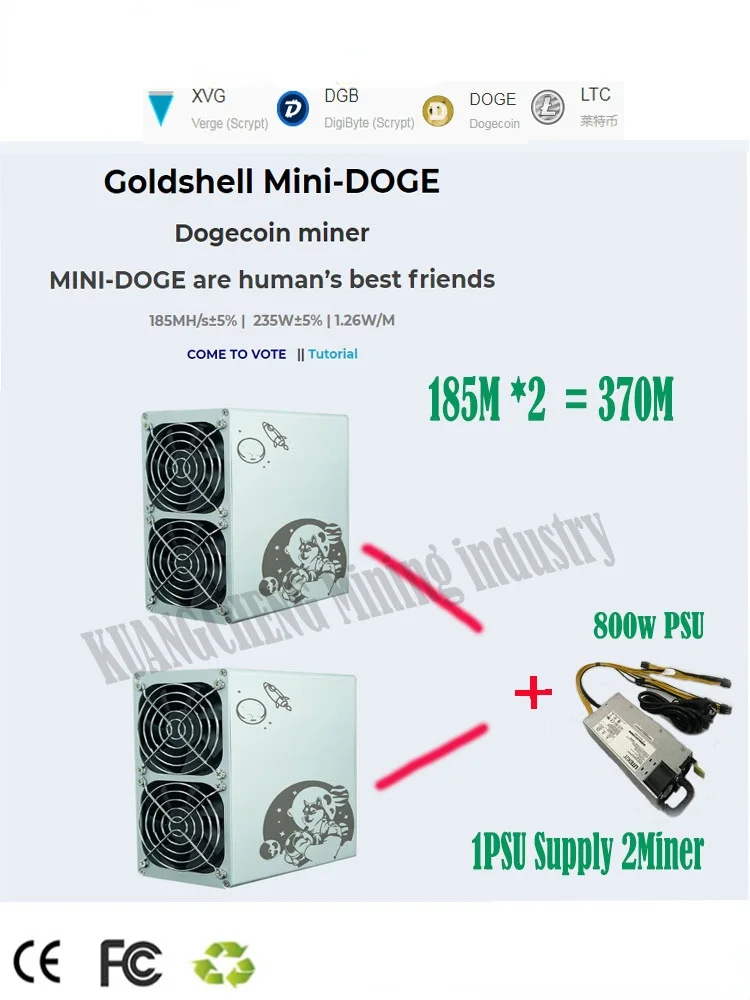 

ETH BTC 2 unidades Asic silencio minero Goldshell Mini DOGE 370M Scrypt DOGE LTC PSU mejor que Antminer L3 L7 Innosilicon A4 A6