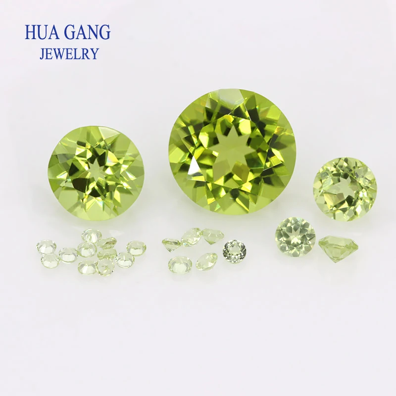 Natural Gemstone Round Chrysolite Olivine Stone Peridot Beads Loose Gemstone Facetted Cut Size 1.0~10mm For DIY Jewelry Making