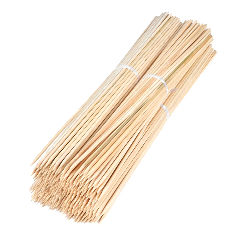100-300pcs 40cm*4mm Bamboo BBQ Skewers Potato Tornado Hot Dog Sticker Shish Kabob Skewers Wooden Barbecue Skewer Wood BBQ Stick
