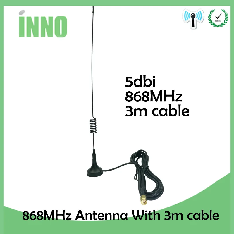 Eoth 868Mhz Antenna 900-1800 Mhz GSM 3G 5dbi SMA Male IOT 300cm Cable 868 915 mhz antena Sucker Antenne base magnetic antennas