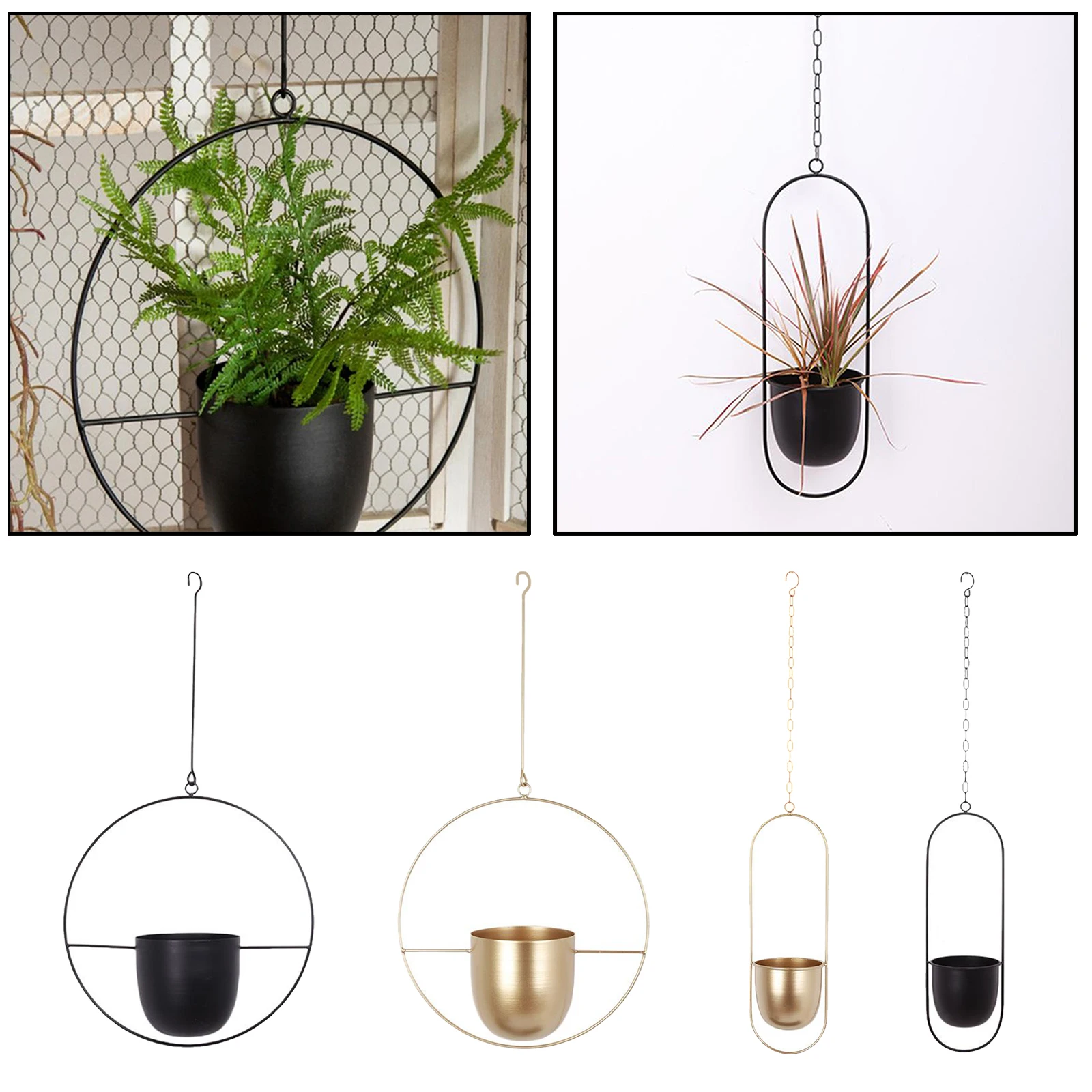 Metal Hanging Planter Basket Wall Ceiling Flowerpot Decorative Balcony