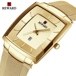 REWARD Top Luxury Brand Men orologi in oro orologio al quarzo in acciaio inossidabile da uomo Business orologio da polso con data impermeabile Relogio Masculino