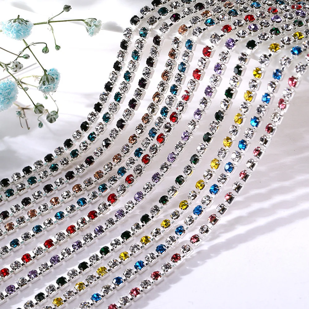 SS6-SS18 Klaue Tasse Strass Kette Glänzende Kristalle Glasperlen Gold Bese Nähen Auf Strass Trim Strass Strass Kette Handwerk – Detail 7