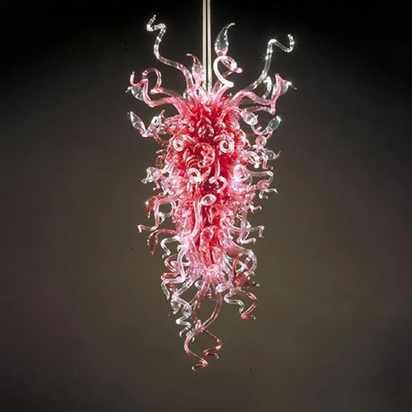 

Pretty Pink Hand Blown Glass Chandelier Pendant Lamp Living Room Home Art Glass Lighting