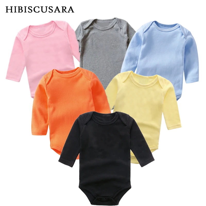 Baby Clothes Solid Color Boy Girls Romper Newborn Long Sleeve 100% Cotton Jumpsuit Bebe Spring Classic Clothes Tops Tees