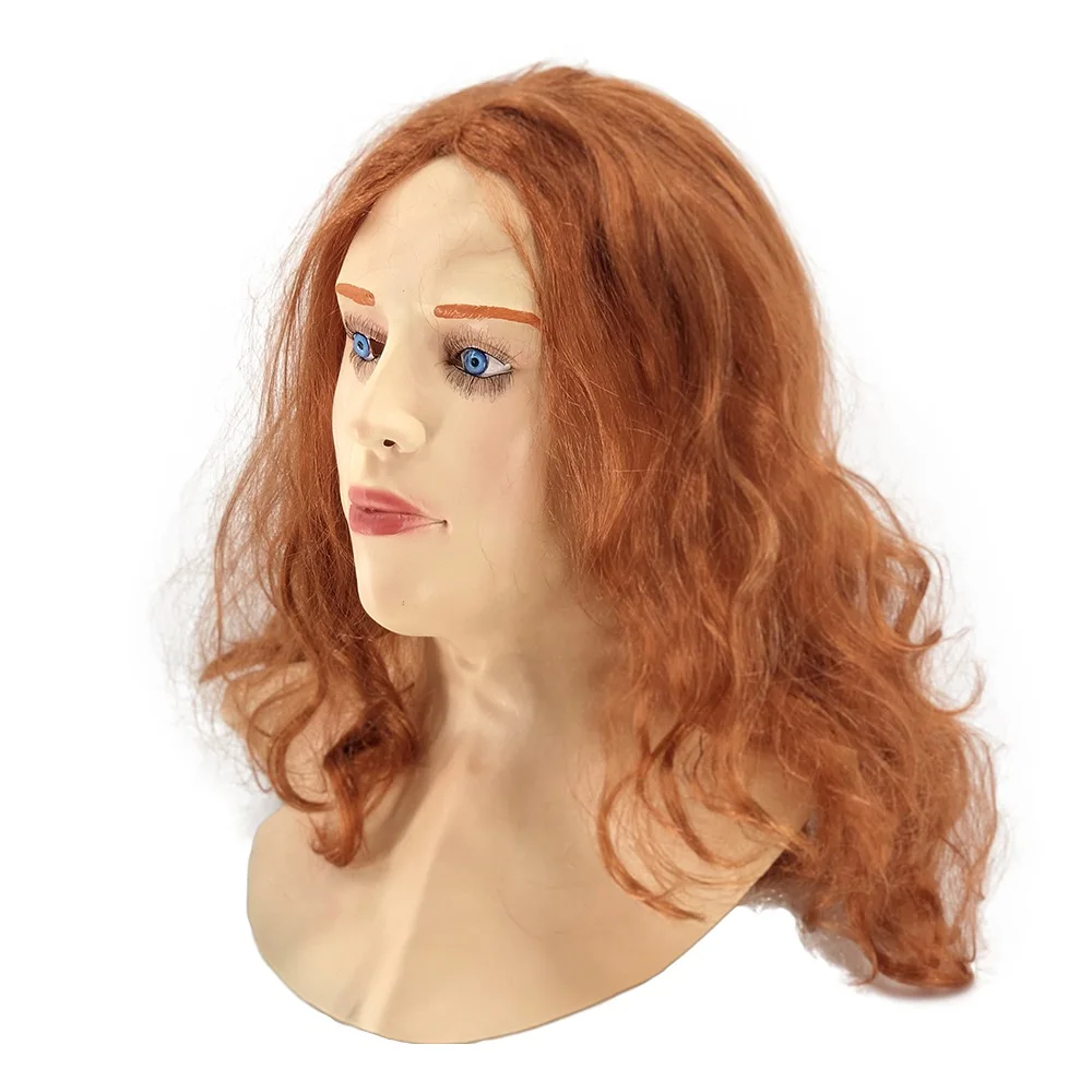 Halloween Latex Mask Realistic Scarlet Female Woman Face Crossdressing Sissy