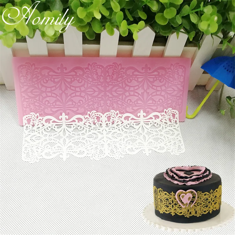 Aomily Flower Lace Cake Silicone Fondant Mold Sugar Craft Icing Mat Pad Baking Cake Decorating Tools Cake Decoration Accessories