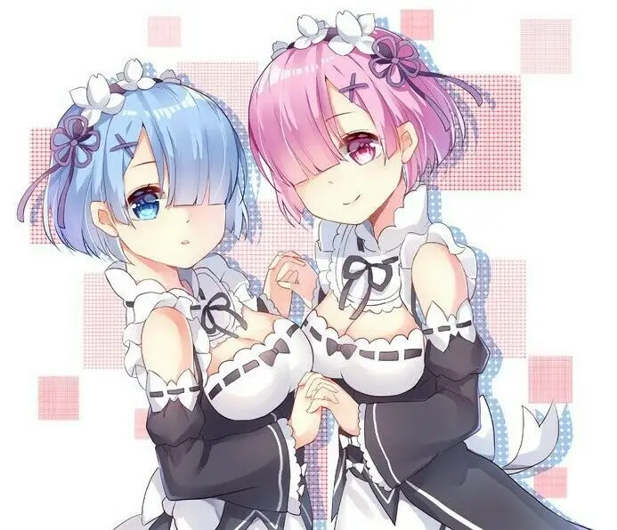 Anime Re: Leben In EINE Andere Welt Cosplay Von Null Ram Rem Kurz Blau Rosa Perücke Cosplay Kostüm Prop