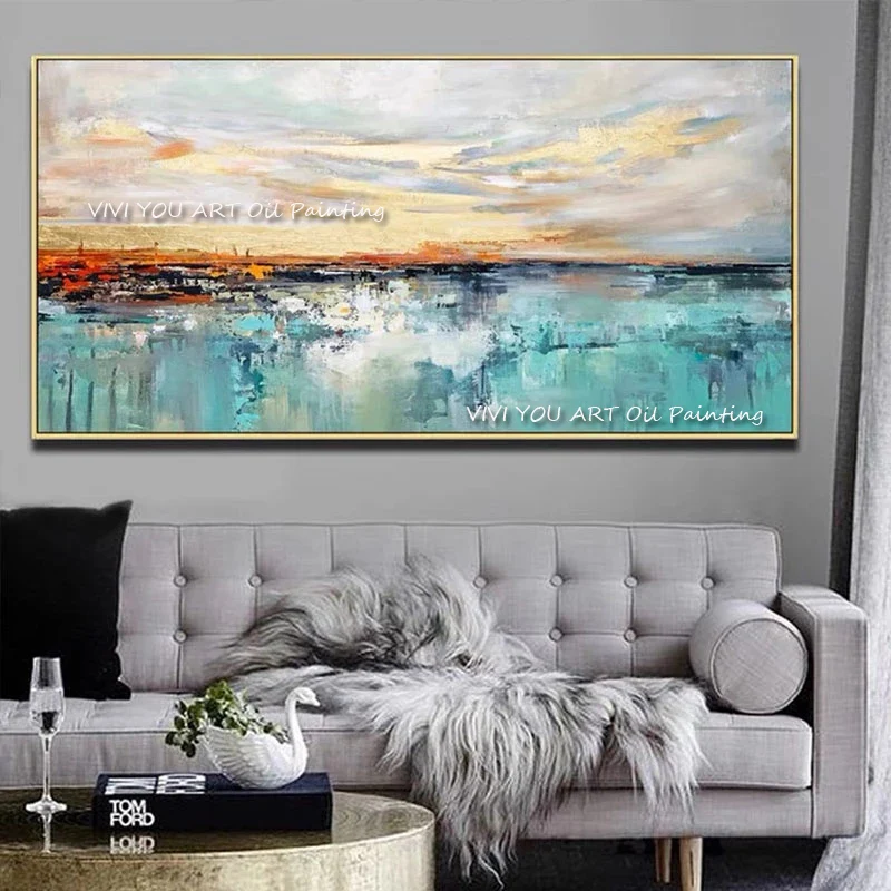 

The Special Sea Sunset Sunrise View Wall Art Canvas Handpainted Cuadro Modern Abstract Painting Wall Pictures for Living Room