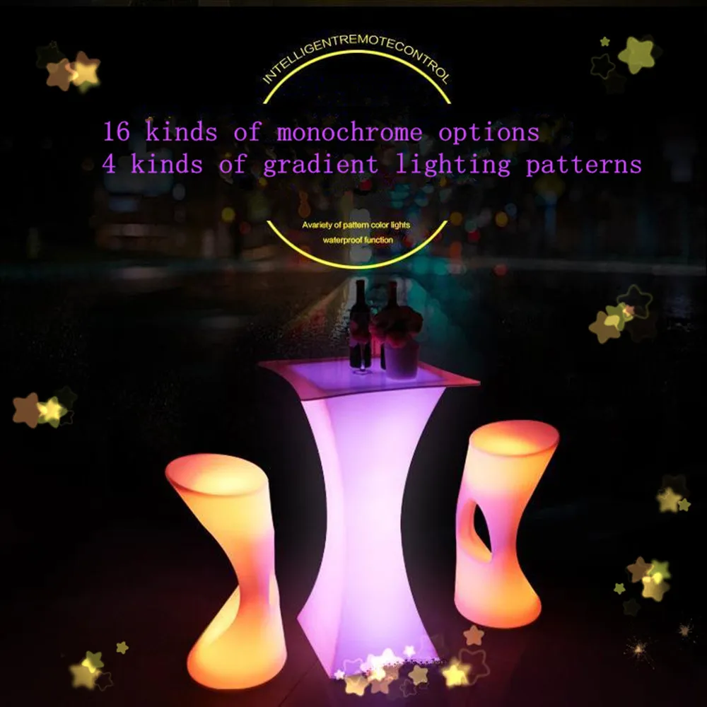 10pcs Out Door Use LED Lighted Bar Cocktail Table Rechargeable Bar Plastic Table  Commercial Furniture without led lights