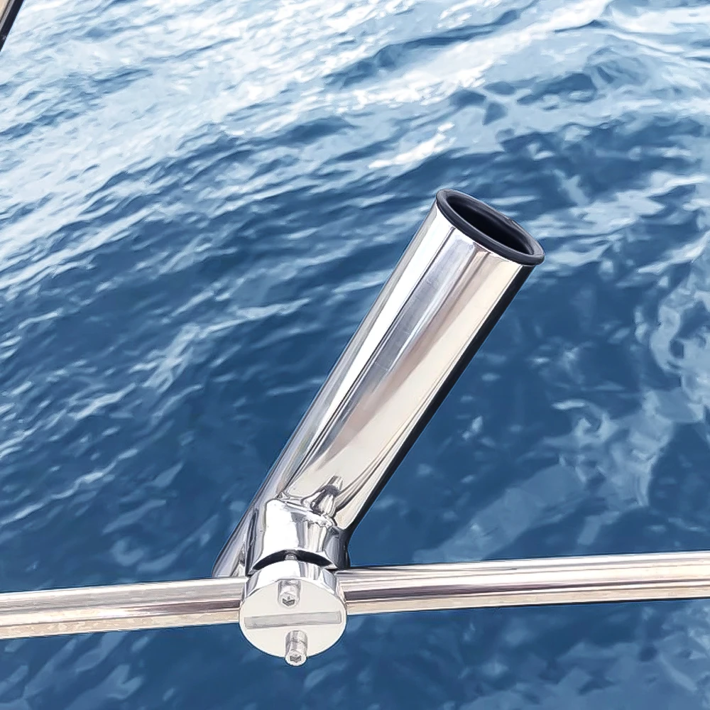Boat Accessories 2PCS Marine Stainless Boat Stainless Steel Clamp On Fishing Rod Holder Rails 7/8'' to 1'' Tube Yacht Accessorie