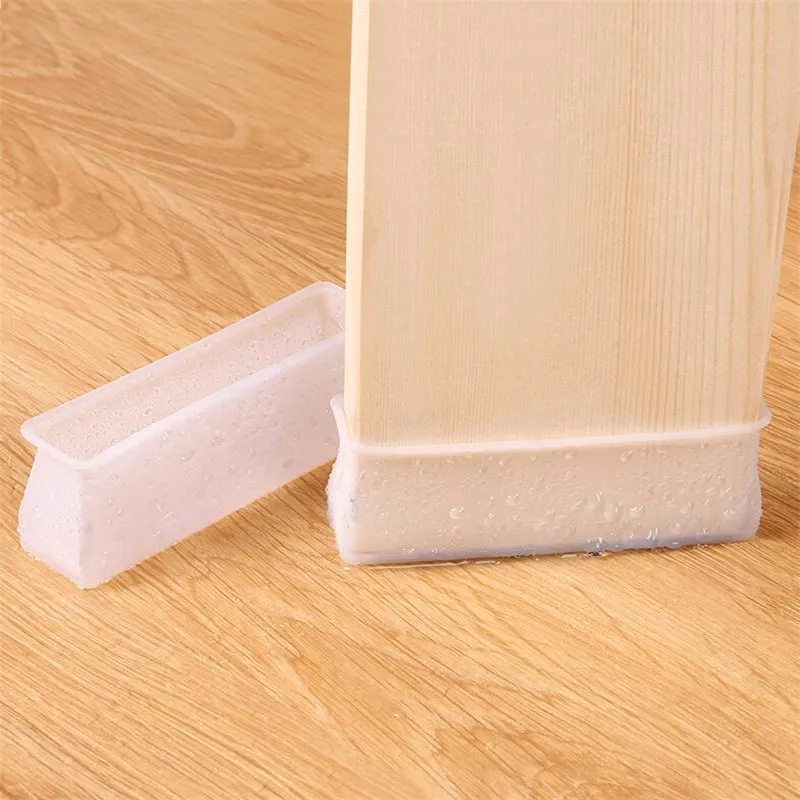 4pcs Transparent Rectangular Foot Cover Children's Bed Foot Non-slip Mat for Furniture Tables Chairs Protector Fixed Floor Mute