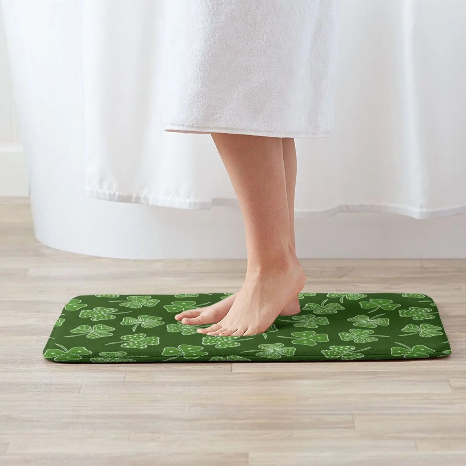 Shamrocks Mat Rug Carpet Anti-Slip Floor Mats Bedroom Green Leaf Clover Culture Holiday Luck Irish Nature Meadow Ireland