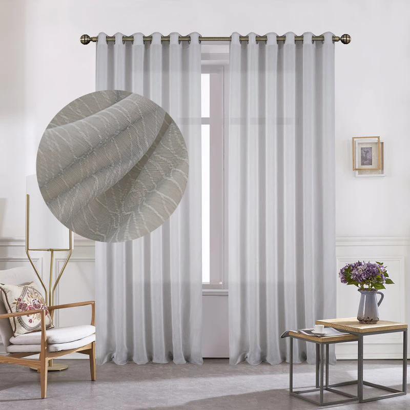 Geometric Jacquard Floral Retro Deco Sheer Curtains American Style Pencil Pleat Grommet Top for Living Bedroom Window