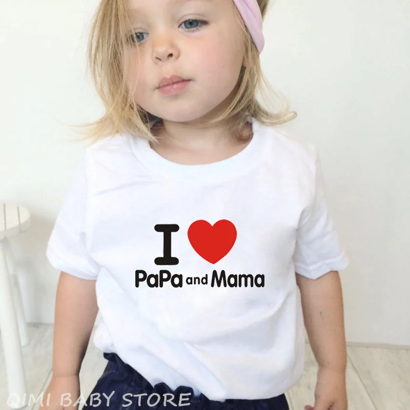 

I Love Papa Mama Kids tshirt Boy Girl t shirt For Children Funny Family Matching Kids Top Tees Father/Mother's Day Gift