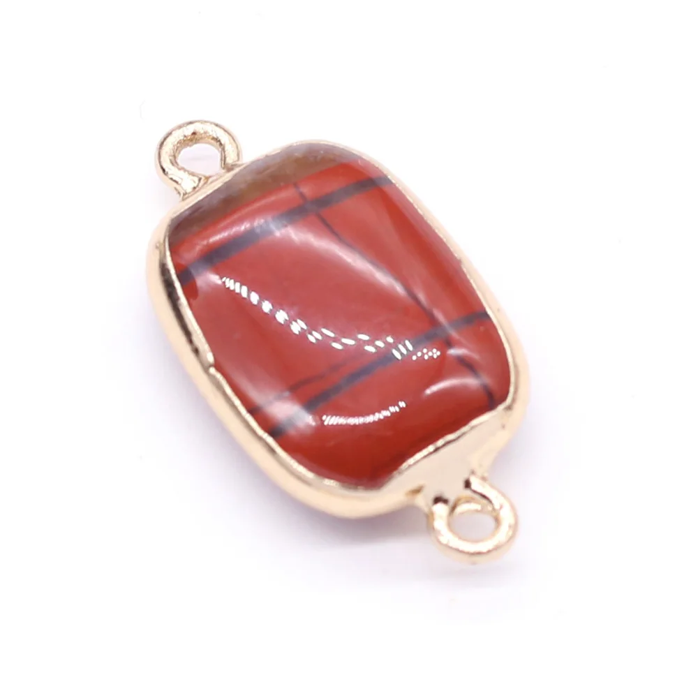 Natural Stone Two-hole connector Exquisite Charms Rectangle Pendant For Jewelry Making DIY Necklace Bracelet Accessory