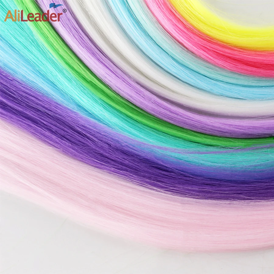 Alileader-Extensão De Cabelo Brilhante Sintético, 1 Clipe, 20 Polegadas, Cabelo Brilhante no Escuro, Amarelo, Branco, Azul, Rosa