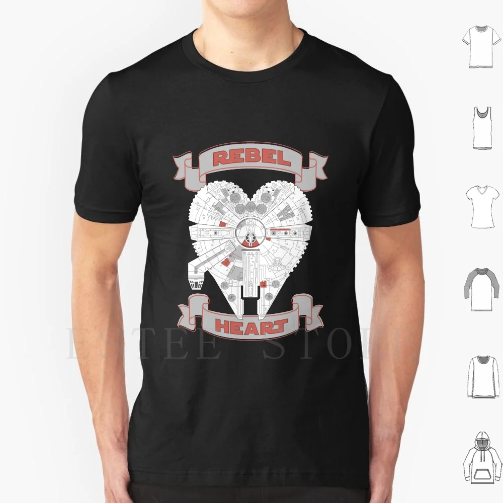 Rebel Heart-Camiseta roja de algodón para hombre, camiseta DIY con estampado Millennium Falcon, nave espacial Han Solo Luke Skywalker, princesa Leia Chewbacca Heart