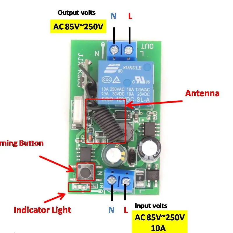 433MHz uniwersalny pilot AC 110V 220V 1CH rf przekaźnik odbiornik i nadajnik do uniwersalnego kontrolera światła i drzwi LED