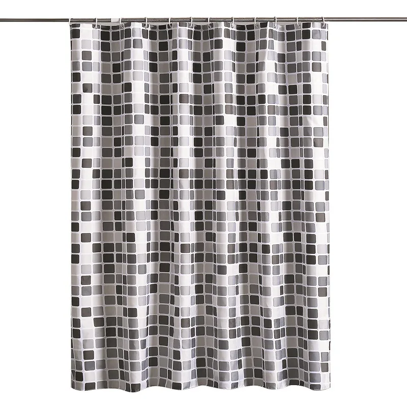 Geometric Pattern Shower Curtain with 12 Hooks Mosaic Printed Bathroom Curtains Quality Polyester Bath Curtain for Home Decor