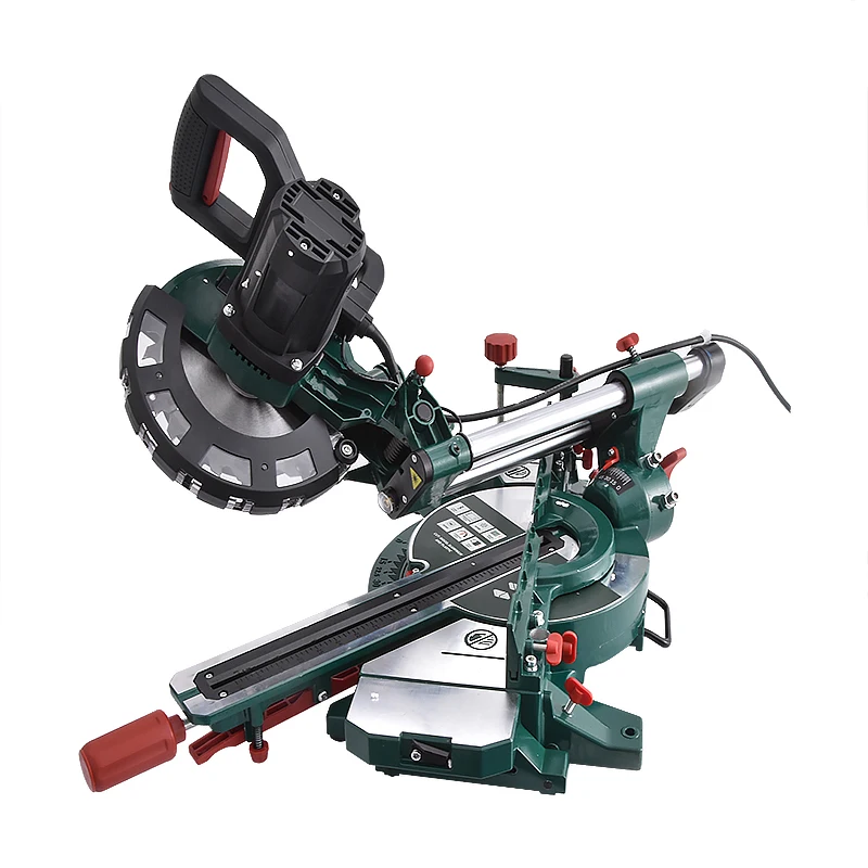 1700W 8 นิ้ว Tie Rod Miter Saw ไฟฟ้าความแม่นยําสูงเลื่อน Push Mitre Saw งานไม้ตัดอลูมิเนียมเครื่อง 220V