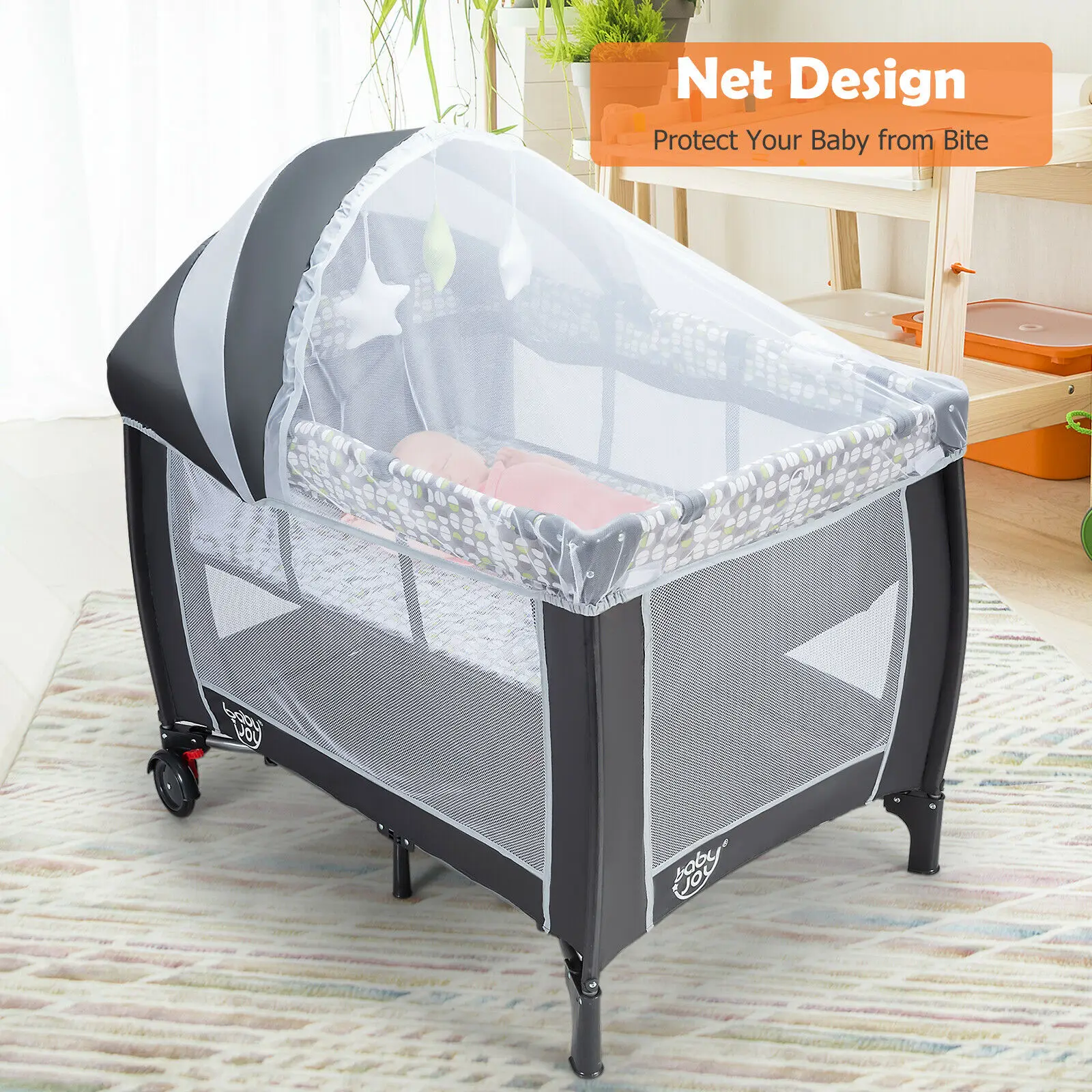 Portable Foldable Baby Playard Playpen Nursery Center w/ Changing Station & Net