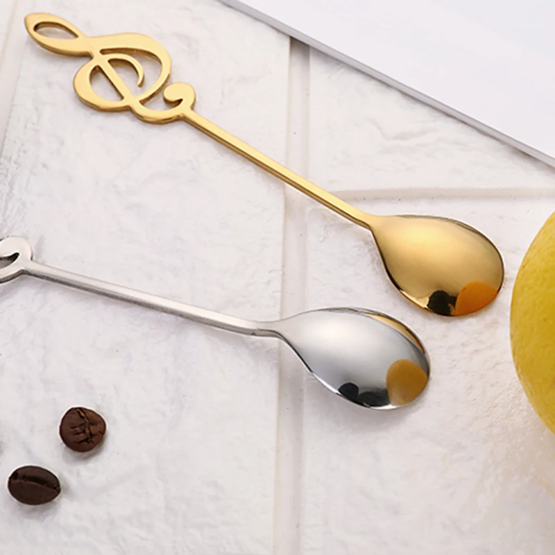 304 Stainless Steel Spoon Musical Notes Coffee Spoon Stirring Spoon Mug Spoon Music Bar Ice Cream Creative Cutlery Tableware