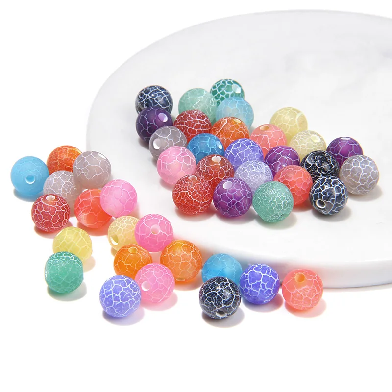 Nature Cracked Frost Agates Stone Beads Matte Blue Purple Pink Green Yellow Beads for Jewelry Making Bracelet Necklace Earring image 4