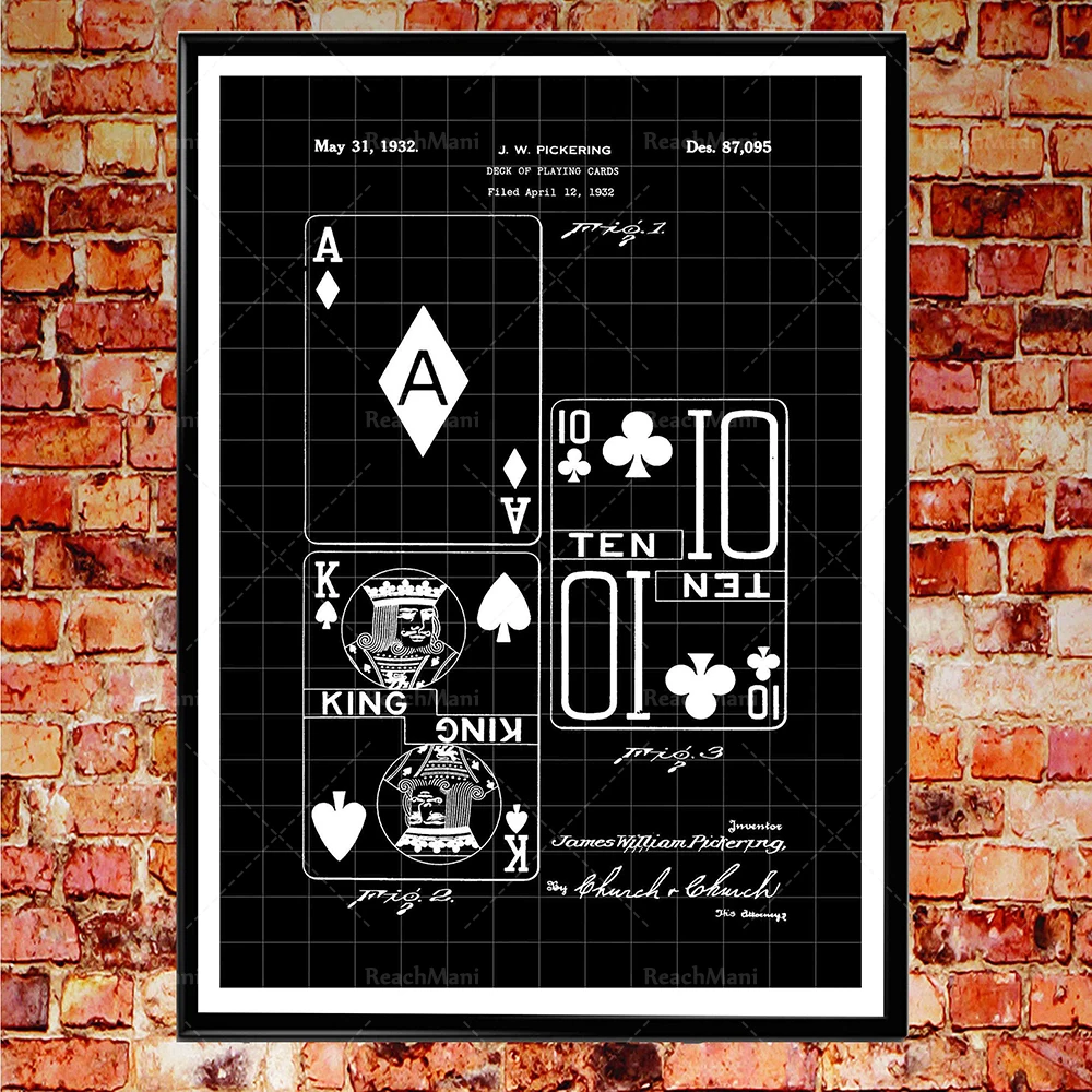 Solitaire Invention Patent Print Game Room Decor Poster - Wall Art for Gamers And Puzzle Lovers