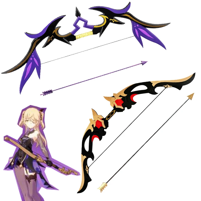 

Game Genshin Impact Weapon bow and arrow cosplay Props Fischl Xiao Hand-held weapon Fischl Cosplay Blonde Twin Curly Ponytails