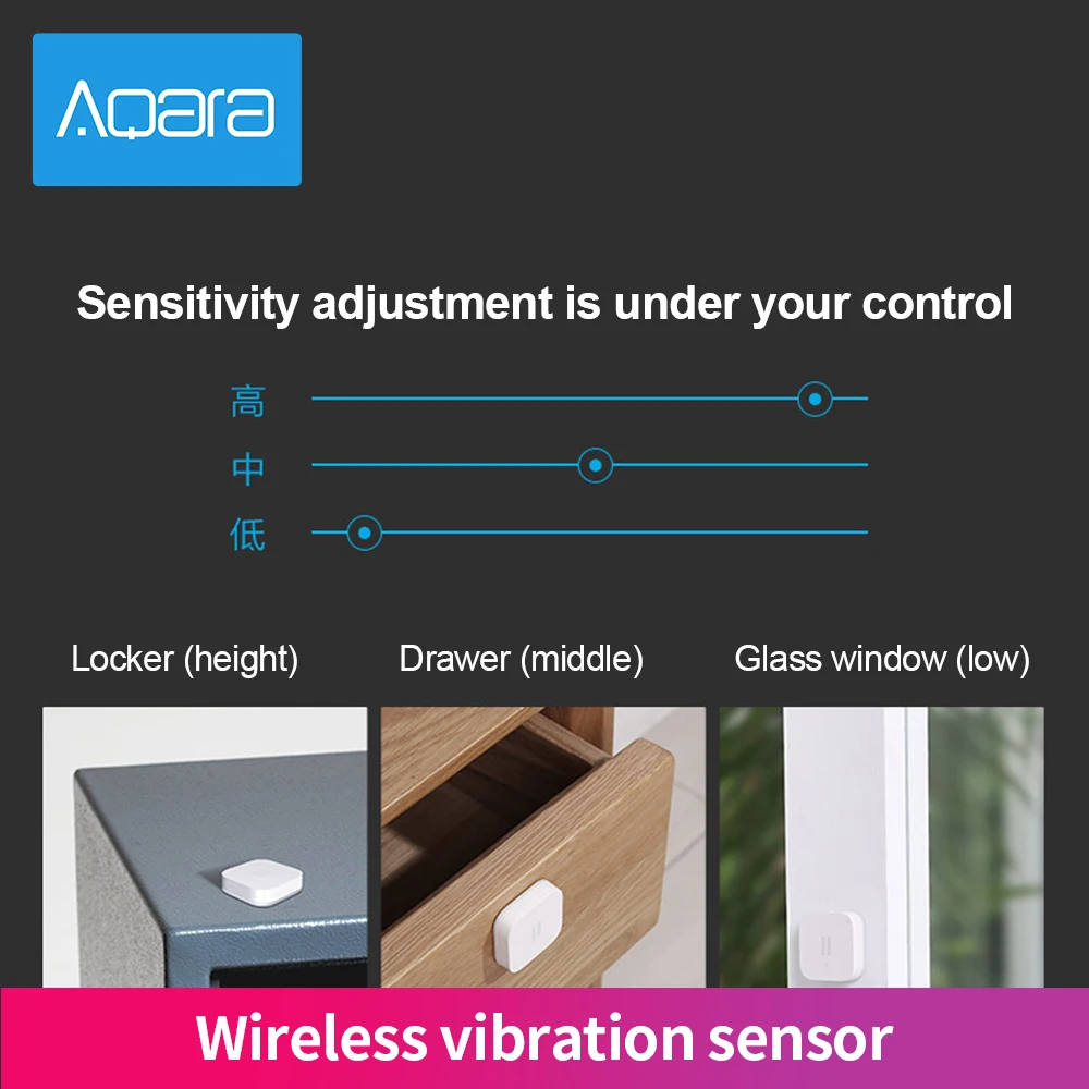 Aqara-스마트 진동 센서, 지그비 모션 충격 센서 감지 알람 모니터, 샤오미 미지아 스마트홈 키트용 자이로 내장