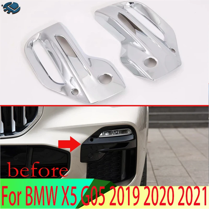 

For BMW X5 G05 2019 2020 2021 ABS Chrome Front Fog Light Lamp Cover Trim Molding Bezel Garnish Sticker