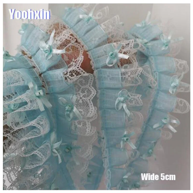 5cm szerokości luksusowa róża 3D haftowany bawełniany kwiat koronkowy kołnierzyk tkaniny aplikacja do szycia DIY wstążka z frędzlami wykończenia Tassel gipiury wystrój