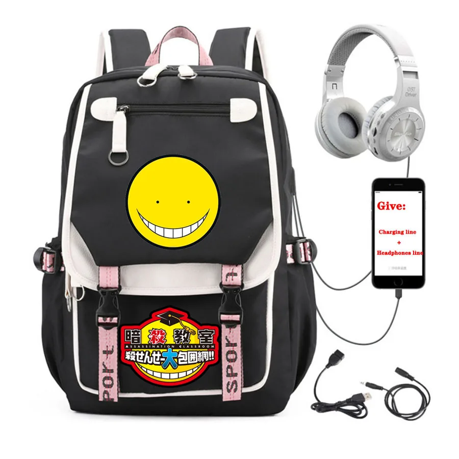 

anime Assassination Classroom backpack student School book Bag Women men Travel Backpack USB Charging teenagers Laptop packsack