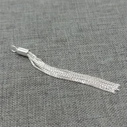 1 Piece of 925 Sterling Silver Small Long Box Chain Tassel Charms 49mm