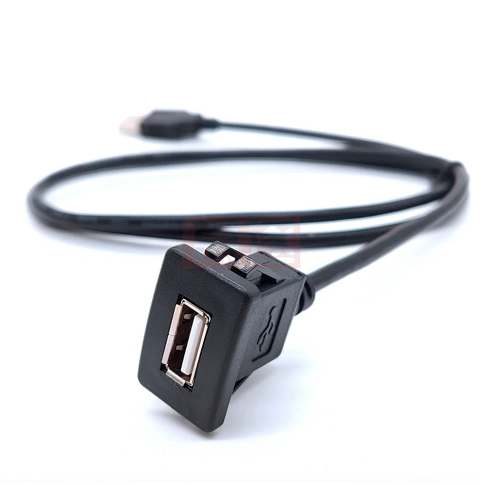 1M 2M USB Male to Female AUX Flush Panel Mount Extension Cable for Car Truck Boat Motorcycle Dashboard (Square Head)