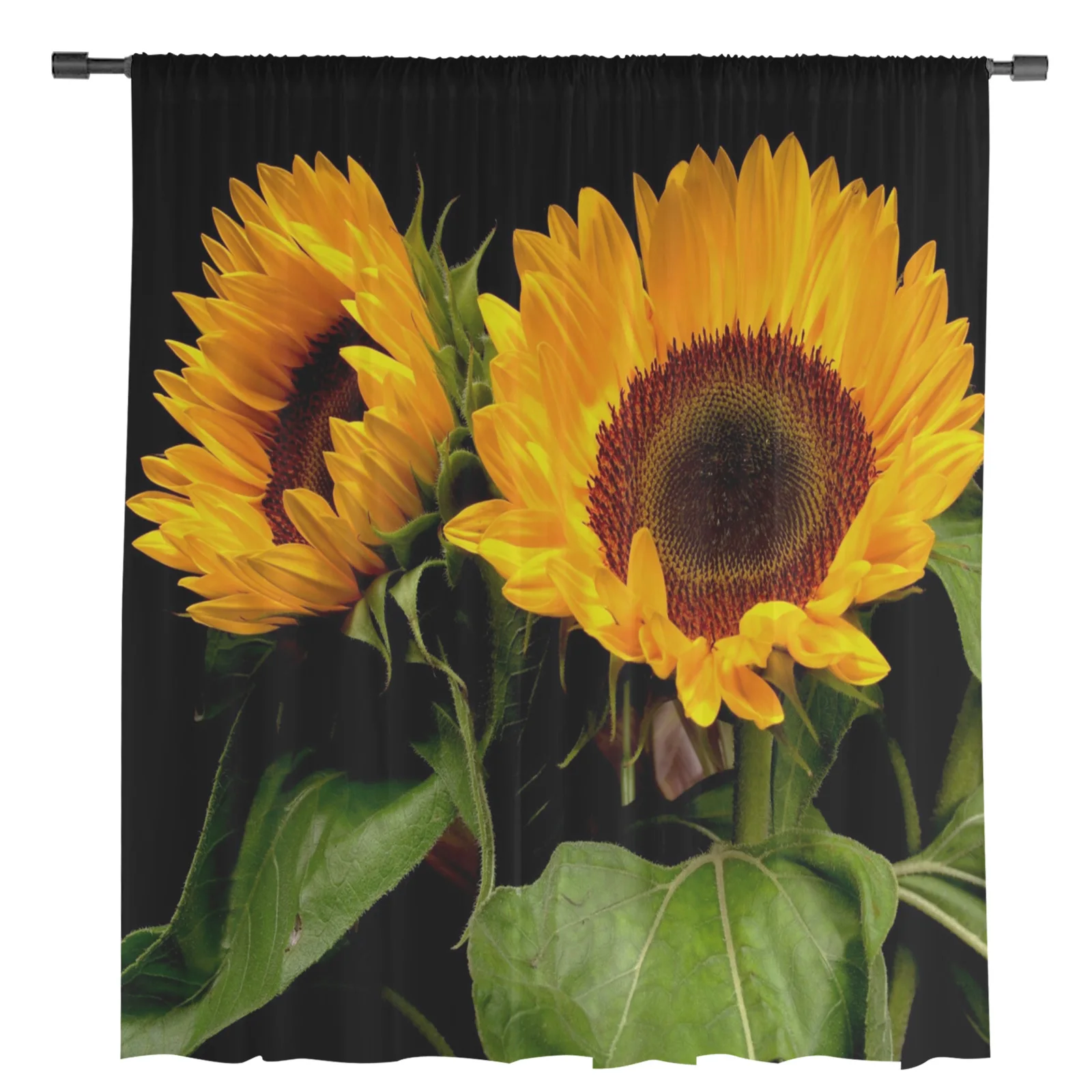 Sunflower Field Board Sheer Curtains for Living Room Voile Tulle Curtain for Bedroom Kitchen Home Decor Panel