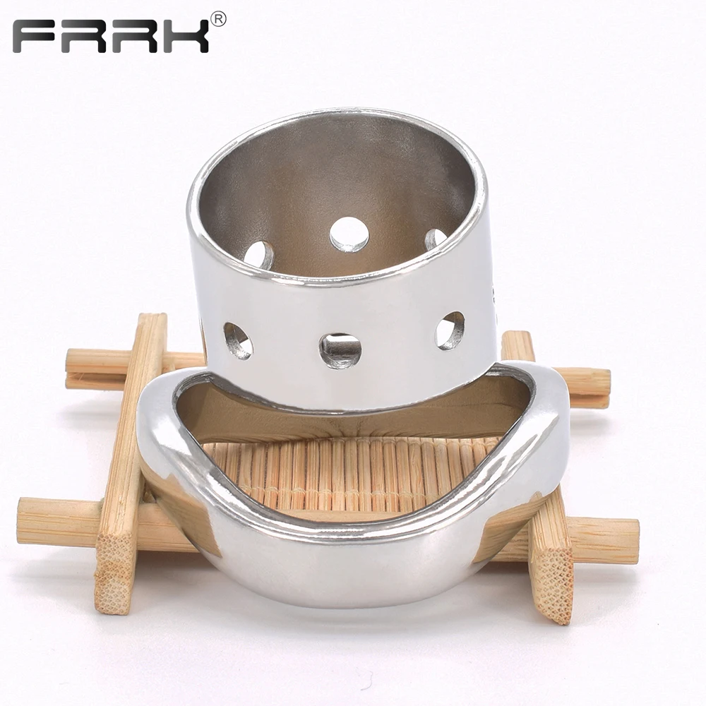 FRRK Small Penis Rings Stainless Steel Male Chastity Cage Sexual Wellness Bondage Cock Belt Lock Devices BDSM Sex Toys for Men