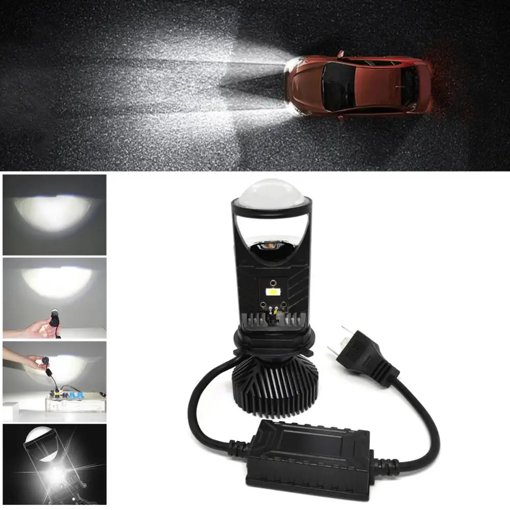 

2pcs Wateproof 8000LM H4 Lens LED Lamp Bi-LED Mini Projector Lenses Auto Car Headlight Bulbs Fog lights Hi/Lo Beam