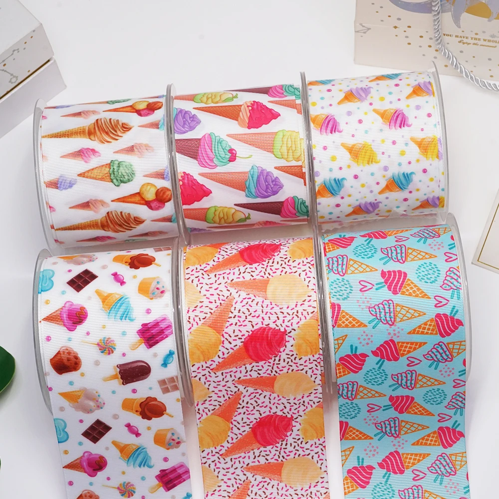 DIY Ice Cream Printed Grosgrain Ribbon For Craft Supplies Sewing Accessories 5 Yards, Planar Resins Mold 10 Pieces. 54353