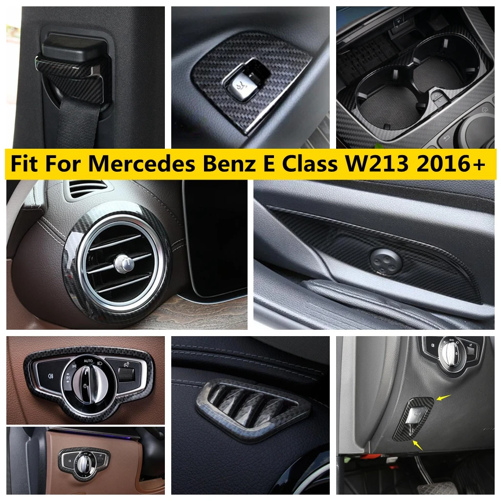 

Fit For Mercedes Benz E-Class E CLASS W213 2016 - 2021 Dashboard Air Outlet AC Vent / Belt Buckle / Head Light Button Cover Trim