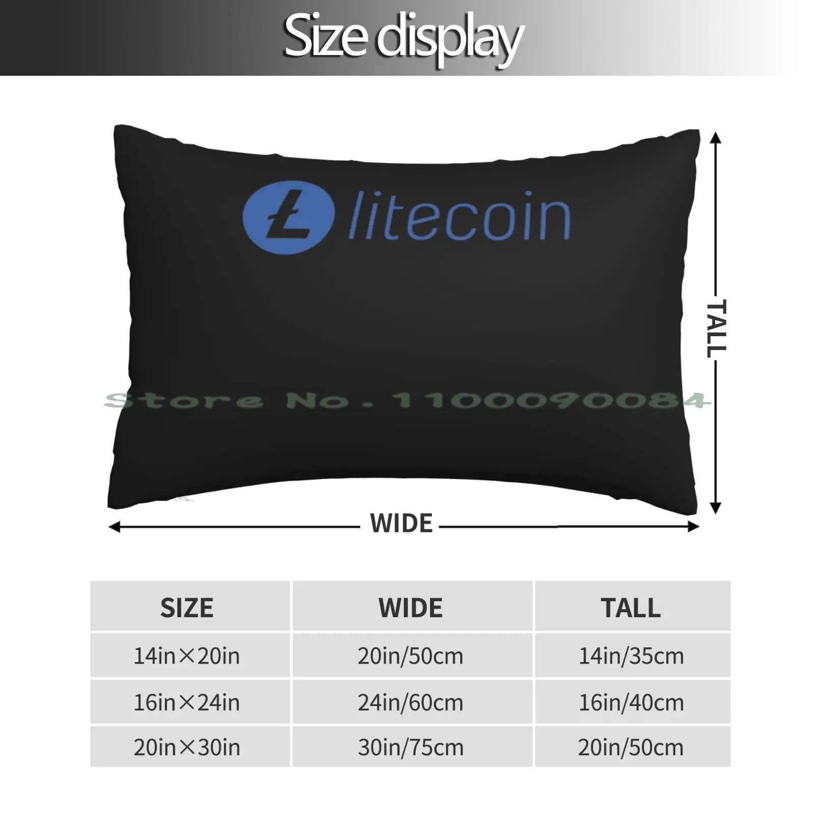 Litecoin Ltc Crypto Cryptocurrency Blockchain Coin Logo Pillow Case 20x30 50*75 Sofa Bedroom Movie Horror Movie Umbrella